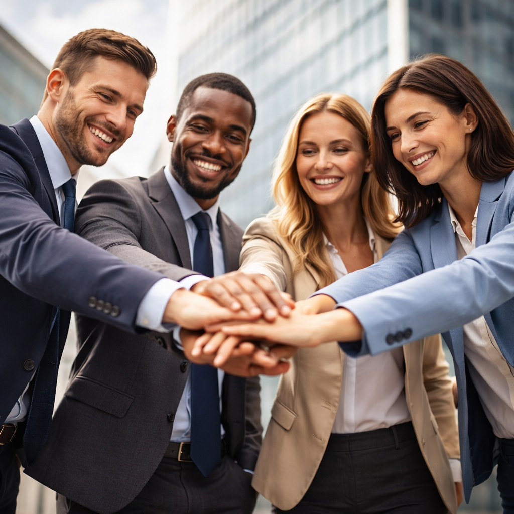 Business people support each other